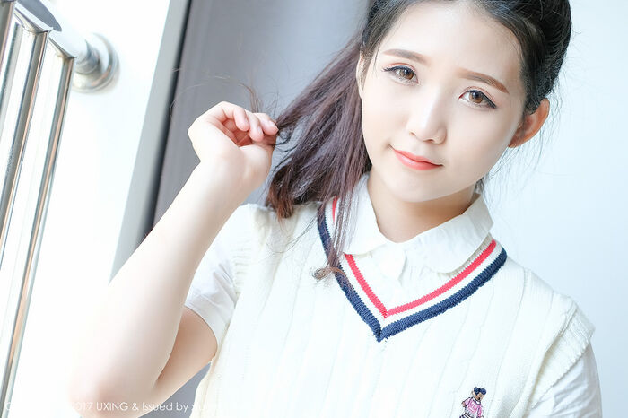 [UXING优星馆] Vol.056_嫩模可爱的小叶子清纯student outfit + resident erotic inner clothing hidemi breast photo 38P 7th image