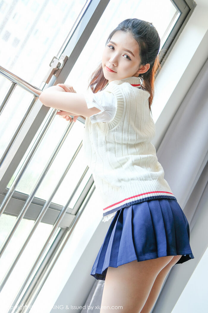 [UXING优星馆] Vol.056_嫩模可爱的小叶子清纯student outfit + resident erotic inner clothing hidemi breast photo 38P 8th image