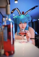 网络美女yuuhui 玉汇初音黑兔主题性感黑色皮质连体衣配黑丝网袜秀翘臀诱惑Photo 47P