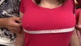 A shop clerk who aims for a busty customer in the fitting room! Bust size measurement ⇒ all-you-can-eat molester raw squirrel