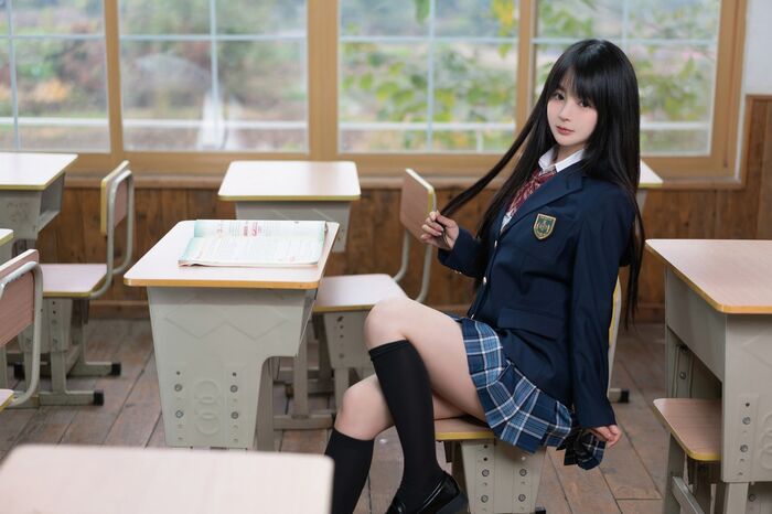 网络美女桜井宁宁放课后JK主题教室里脱学生制服露黑色蕾丝内衣秀豪乳诱惑写真86P 8th image