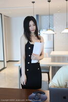 XiuRen Issue 7040_Model Wang Manrou in a black slip dress showing off her sexy black lingerie paired with black stockings, captivating and seductive photo shoot 74P