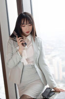 [MiStar Beauty Society] Vol.328_ young model Xiaoboduo's workplace uniform, black stockings office lady theme, half-flirtatious, no underwear, black stockings, seductive photo shoot, 46P
