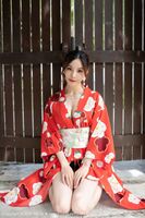 [MiStar Beauty Society] Vol.326_ young model Shen Jiaxi's private vivid red kimono, half-revealing her soft chest and fair legs, seductive photo shoot 45P