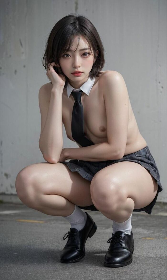 JK Nude AI Erotic Images 126 Collected Virtual Beautiful Girls Who Expose Their Developing and Teenage Half-Stripped Of Their Uniforms 21th image