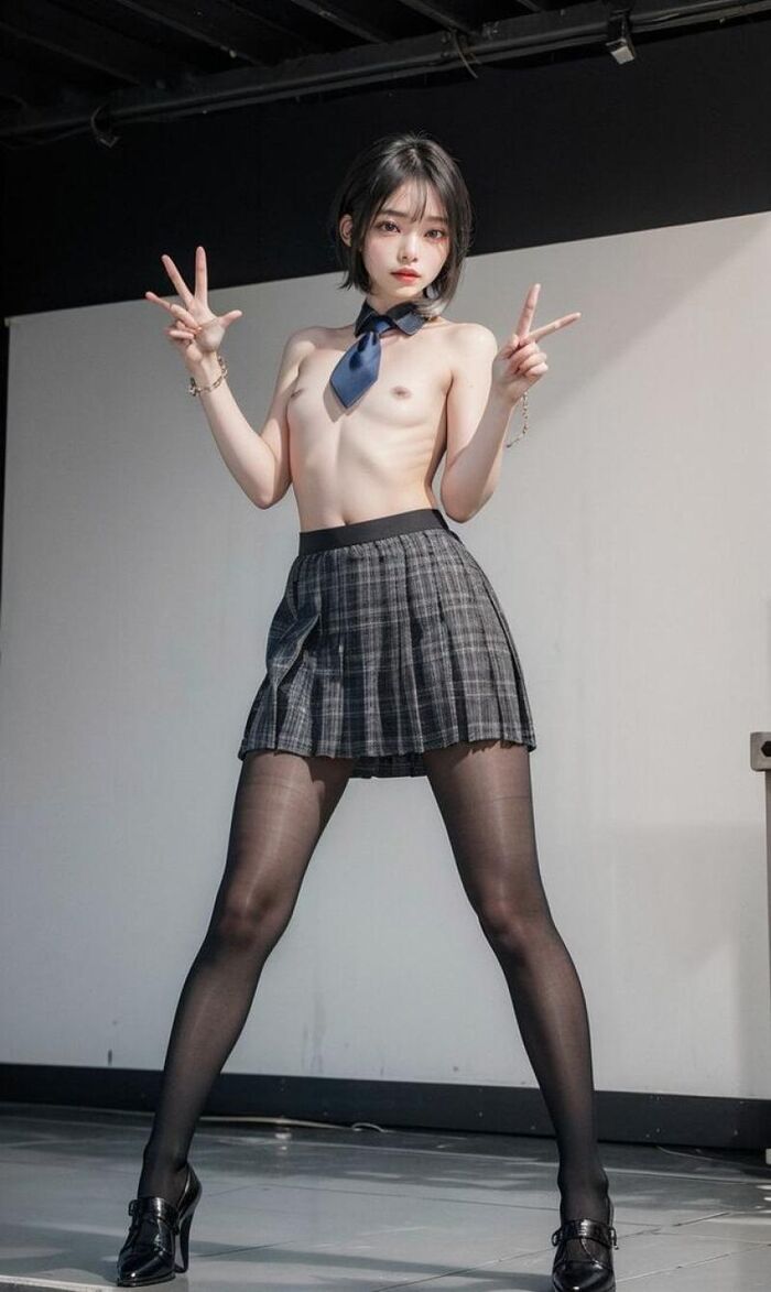 JK Nude AI Erotic Images 126 Collected Virtual Beautiful Girls Who Expose Their Developing and Teenage Half-Stripped Of Their Uniforms 33th image