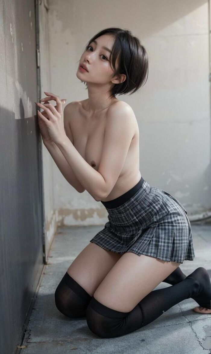 JK Nude AI Erotic Images 126 Collected Virtual Beautiful Girls Who Expose Their Developing and Teenage Half-Stripped Of Their Uniforms 71th image