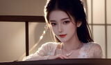 AI 美图007期巧笑倩兮主题感sleep衣美女Photo 及下载50P