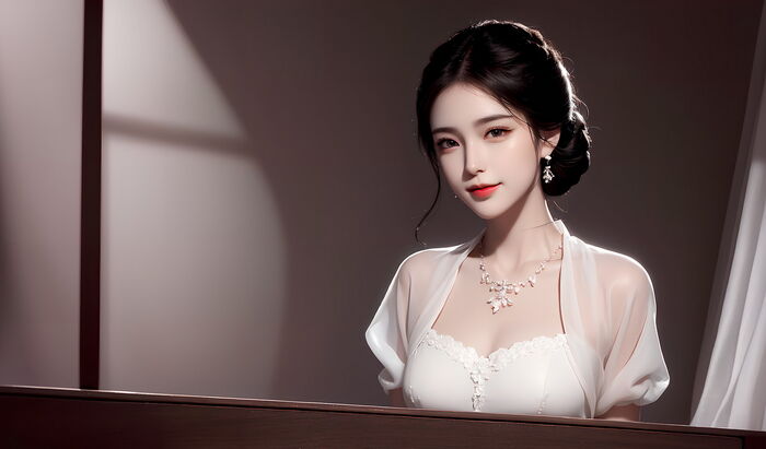 AI 美图007期巧笑倩兮主题感sleep衣美女Photo 及下载50P 3th image