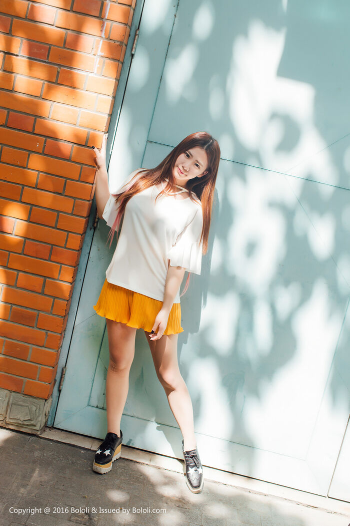 [Tukmo兔几盟] Vol.109_清纯嫩模董成丽游乐园里白Short Sleeve衫配yellow Short 裙清爽迷人Photo40P 10th image