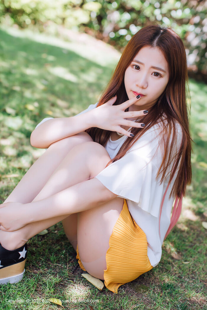 [Tukmo兔几盟] Vol.109_清纯嫩模董成丽游乐园里白Short Sleeve衫配yellow Short 裙清爽迷人Photo40P 3th image