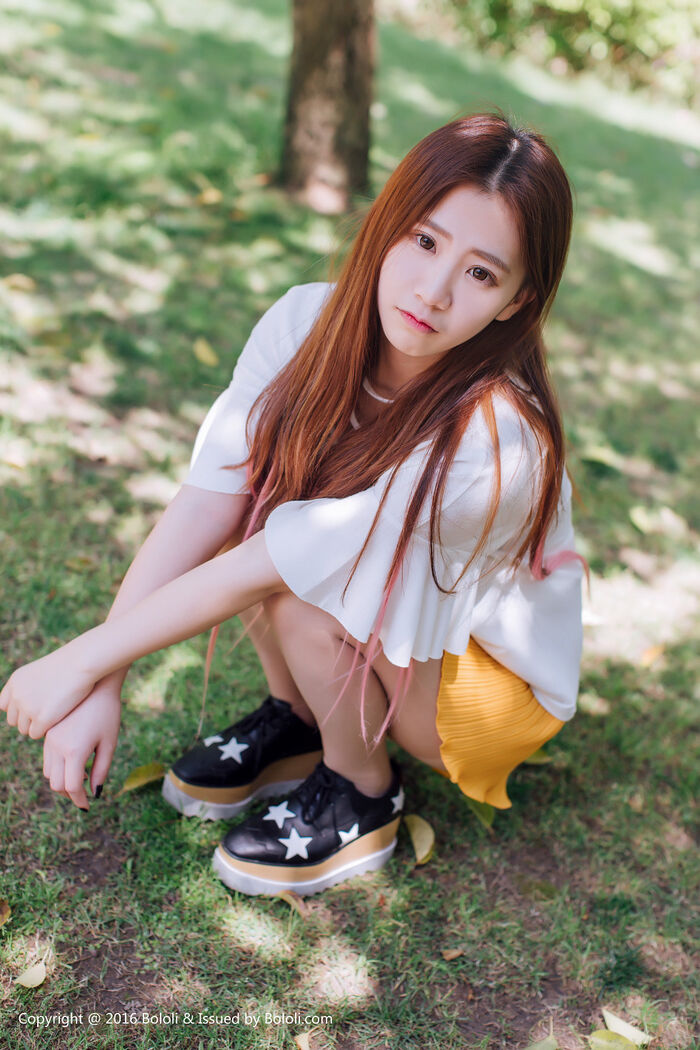 [Tukmo兔几盟] Vol.109_清纯嫩模董成丽游乐园里白Short Sleeve衫配yellow Short 裙清爽迷人Photo40P 7th image